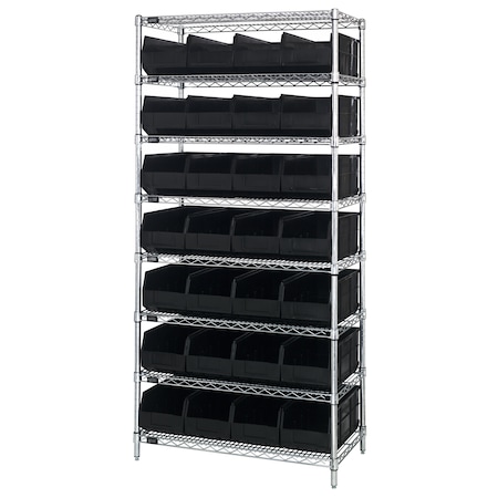 Quantum Storage Systems Stackable Shelf Bin Steel Shelving Systems WR8-483BK